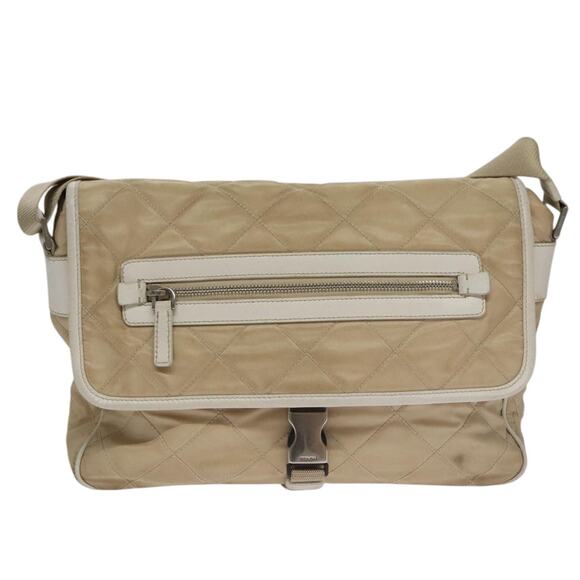 PRADA Shoulder Bag Nylon Beige Silver - Picture 13 of 16